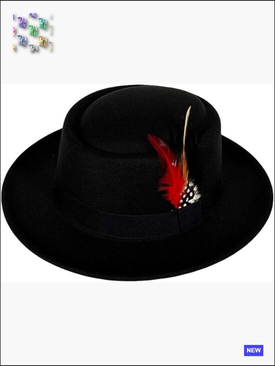 Wool Felt Fedora Hat Wide Brim Flat Top Porkpie Jazz Hat Unisex Classic Vintage main image 5